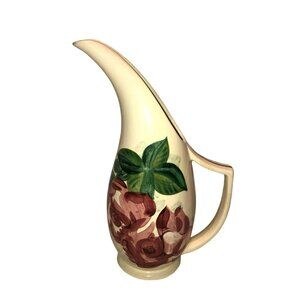 Vtg Red Wing Lexington Concord Pottery Floral Water Pitcher 1940s Jug Ewer 13"